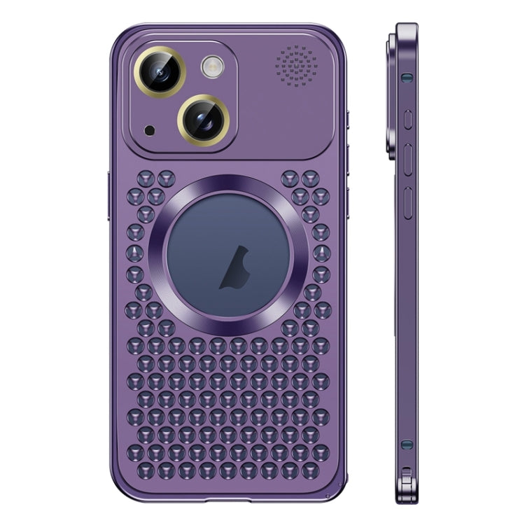 For iPhone 13 Spring Buckle MagSafe Magnetic Metal Aromatherapy Phone Case(Purple) - iPhone 13 Cases by PMC Jewellery | Online Shopping South Africa | PMC Jewellery