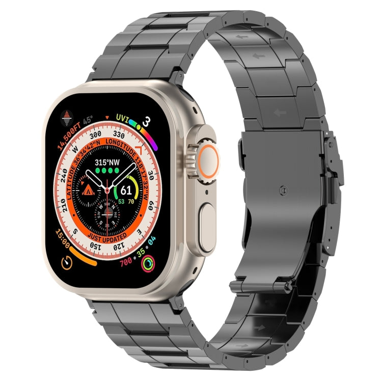 For Apple Watch Ultra 49mm Safety Buckle Trapezoid Titanium Steel Watch Band(Grey) - Watch Bands by PMC Jewellery | Online Shopping South Africa | PMC Jewellery