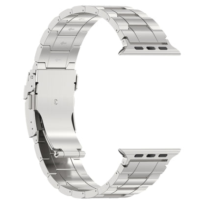 For Apple Watch Series 7 41mm Safety Buckle Trapezoid Titanium Steel Watch Band(Silver) - Watch Bands by PMC Jewellery | Online Shopping South Africa | PMC Jewellery