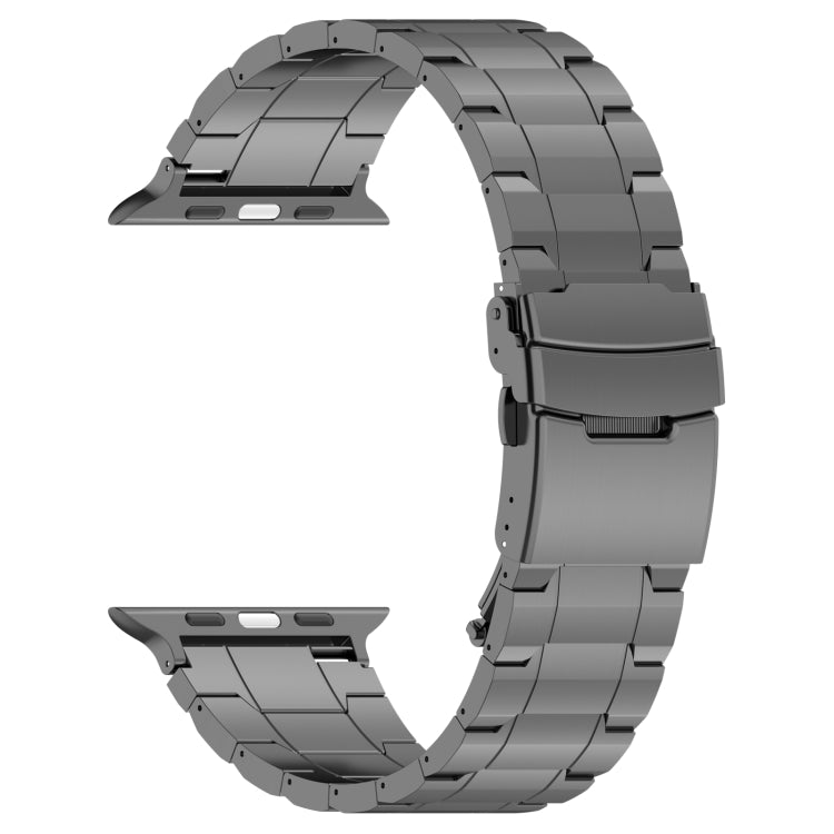 For Apple Watch Series 5 40mm Safety Buckle Trapezoid Titanium Steel Watch Band(Grey) - Watch Bands by PMC Jewellery | Online Shopping South Africa | PMC Jewellery