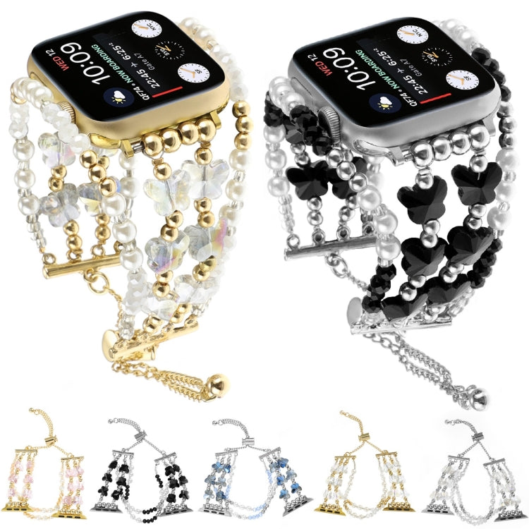 For Apple Watch Ultra 2 49mm Butterfly Chain Bracelet Metal Watch Band(Transparent Gold) - Watch Bands by PMC Jewellery | Online Shopping South Africa | PMC Jewellery