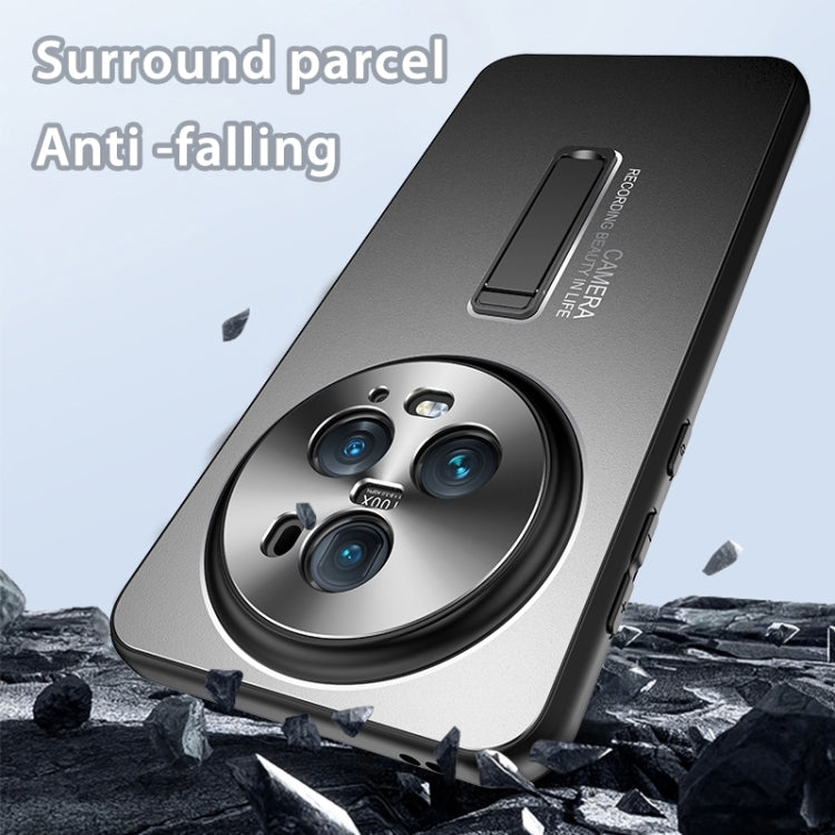 For Honor Magic6 Pro Frosted Metal Hybrid TPU Holder Phone Case(Silver) - Honor Cases by PMC Jewellery | Online Shopping South Africa | PMC Jewellery | Buy Now Pay Later Mobicred