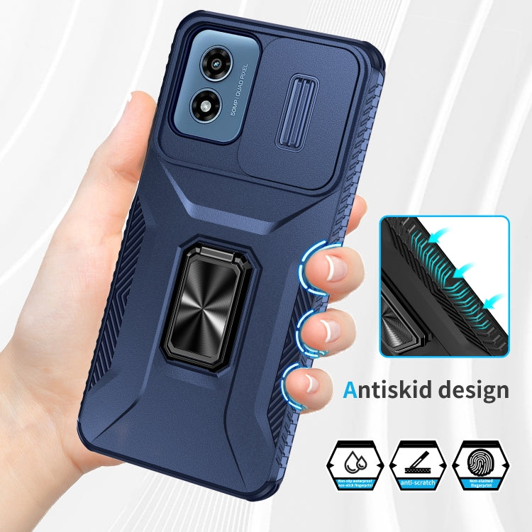 For Motorola Moto G Play 2024 Sliding Camshield Holder Phone Case(Blue) - Motorola Cases by PMC Jewellery | Online Shopping South Africa | PMC Jewellery | Buy Now Pay Later Mobicred