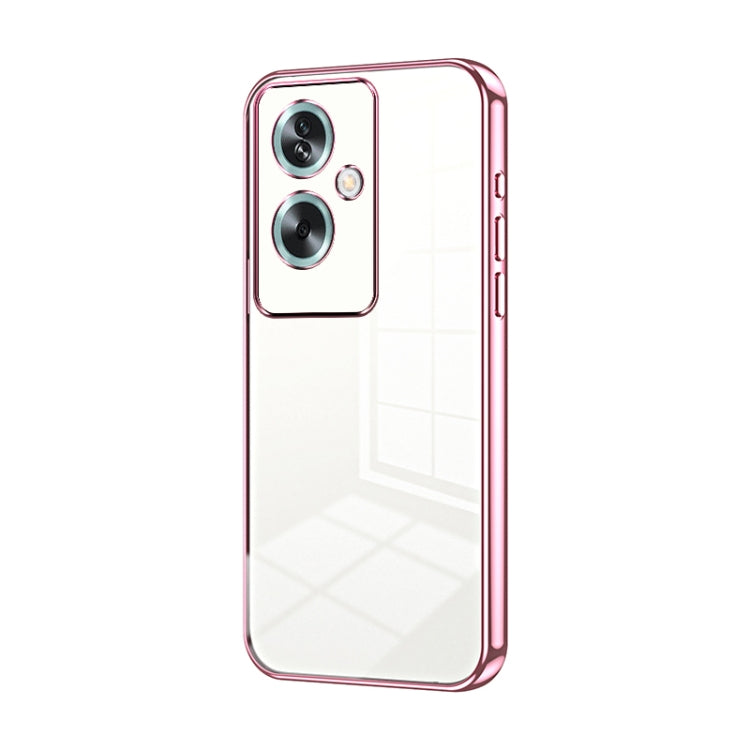 For OPPO A79 5G / A2 Transparent Plating Fine Hole Phone Case(Pink) - OPPO Cases by PMC Jewellery | Online Shopping South Africa | PMC Jewellery | Buy Now Pay Later Mobicred
