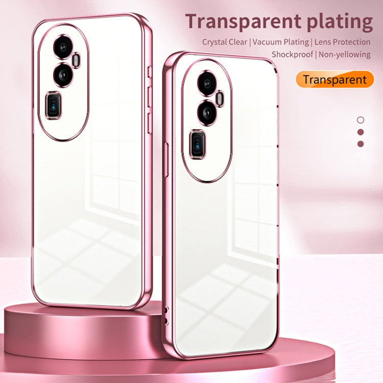 For OPPO Reno10 Pro+ Transparent Plating Fine Hole Phone Case(Pink) - OPPO Cases by PMC TechLife | Online Shopping South Africa | PMC TechLife | Buy Now Pay Later Mobicred