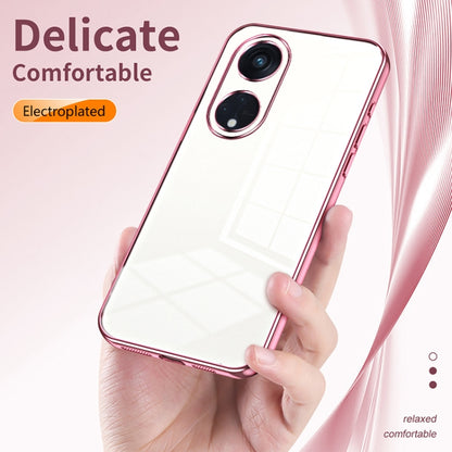 For OPPO Reno8 T 5G Transparent Plating Fine Hole Phone Case(Purple) - OPPO Cases by PMC Jewellery | Online Shopping South Africa | PMC Jewellery | Buy Now Pay Later Mobicred