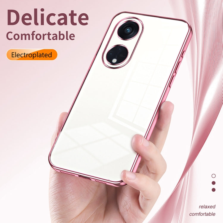For OPPO Reno8 T 5G Transparent Plating Fine Hole Phone Case(Green) - OPPO Cases by PMC TechLife | Online Shopping South Africa | PMC TechLife | Buy Now Pay Later Mobicred