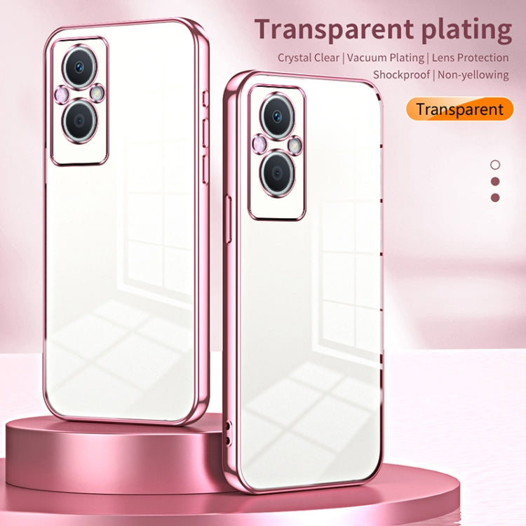 For OPPO Reno7 Z 5G / F21 Pro 5G Transparent Plating Fine Hole Phone Case(Silver) - OPPO Cases by PMC Jewellery | Online Shopping South Africa | PMC Jewellery | Buy Now Pay Later Mobicred