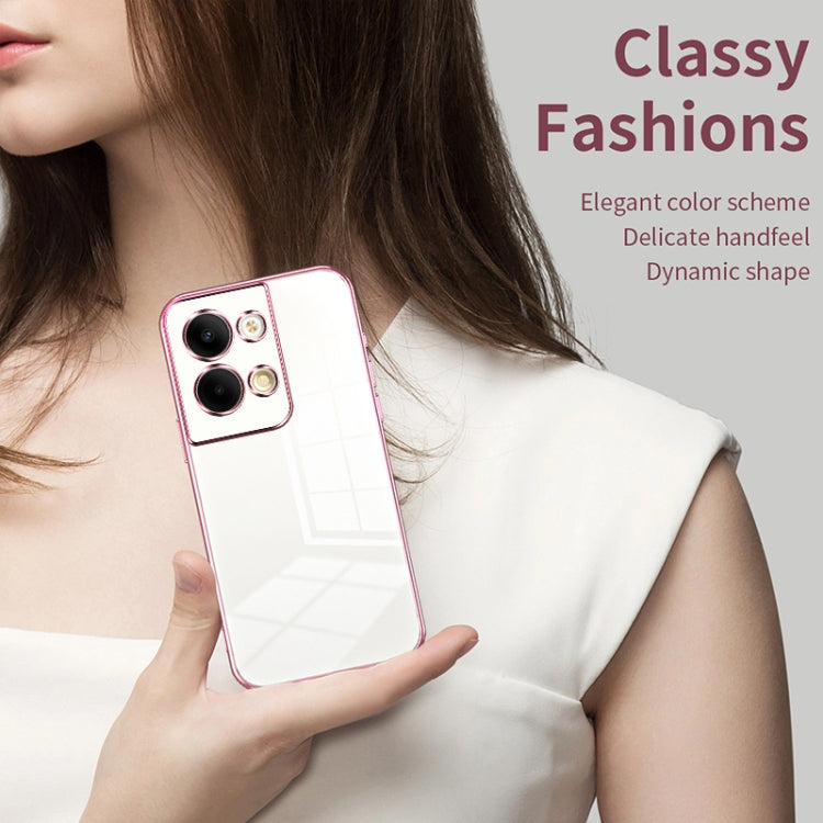 For OPPO Reno9 / Reno9 Pro Transparent Plating Fine Hole Phone Case(Black) - OPPO Cases by PMC TechLife | Online Shopping South Africa | PMC TechLife | Buy Now Pay Later Mobicred