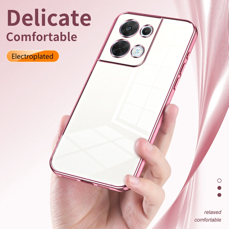 For OPPO Reno8 Transparent Plating Fine Hole Phone Case(Gold) - OPPO Cases by PMC Jewellery | Online Shopping South Africa | PMC Jewellery | Buy Now Pay Later Mobicred