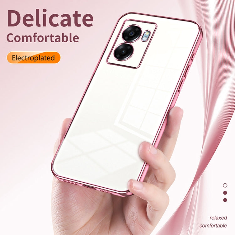 For OPPO A57 5G Transparent Plating Fine Hole Phone Case(Purple) - OPPO Cases by PMC Jewellery | Online Shopping South Africa | PMC Jewellery | Buy Now Pay Later Mobicred