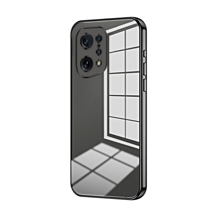 For OPPO Find X5 Transparent Plating Fine Hole Phone Case(Black) - OPPO Cases by PMC TechLife | Online Shopping South Africa | PMC TechLife | Buy Now Pay Later Mobicred