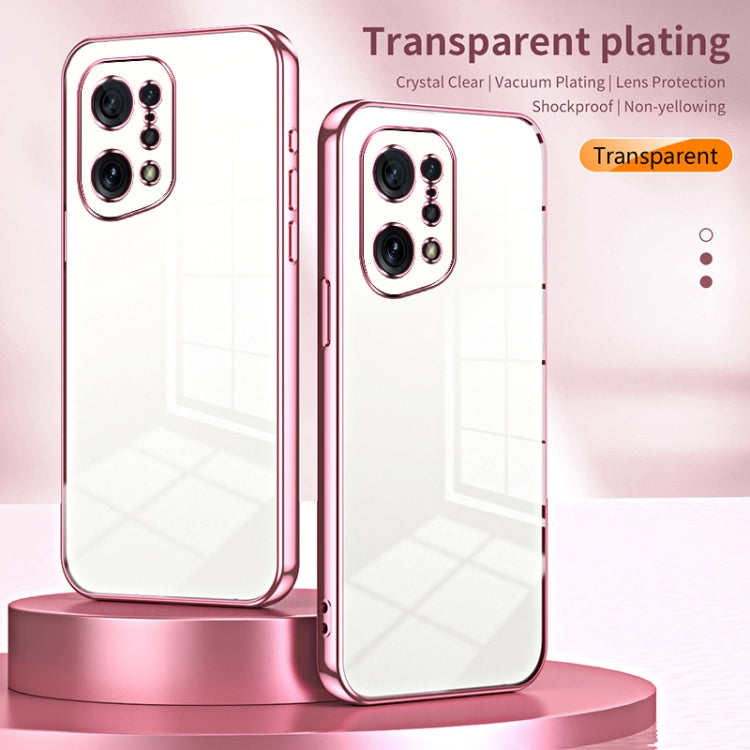 For OPPO Find X5 Transparent Plating Fine Hole Phone Case(Black) - OPPO Cases by PMC TechLife | Online Shopping South Africa | PMC TechLife | Buy Now Pay Later Mobicred
