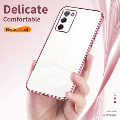 For OPPO A55 5G / A56 / A53s 5G Transparent Plating Fine Hole Phone Case(Silver) - OPPO Cases by PMC Jewellery | Online Shopping South Africa | PMC Jewellery | Buy Now Pay Later Mobicred