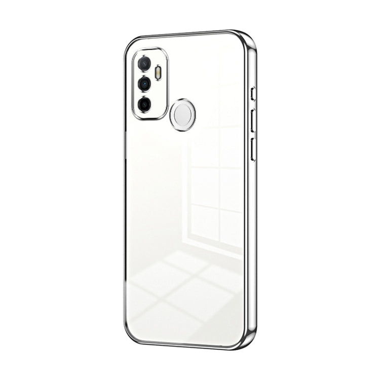 For OPPO A53 2020 / A32 / A11s  Transparent Plating Fine Hole Phone Case(Silver) - OPPO Cases by PMC Jewellery | Online Shopping South Africa | PMC Jewellery | Buy Now Pay Later Mobicred