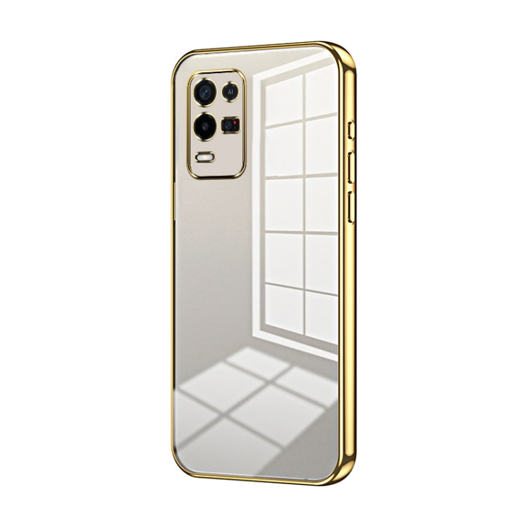 For OPPO K9x Transparent Plating Fine Hole Phone Case(Gold) - OPPO Cases by PMC Jewellery | Online Shopping South Africa | PMC Jewellery | Buy Now Pay Later Mobicred