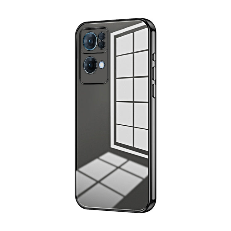For OPPO Reno7 Pro Transparent Plating Fine Hole Phone Case(Black) - OPPO Cases by PMC TechLife | Online Shopping South Africa | PMC TechLife | Buy Now Pay Later Mobicred