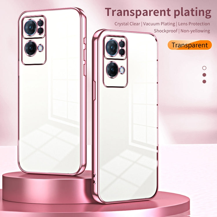 For OPPO Reno7 Pro Transparent Plating Fine Hole Phone Case(Black) - OPPO Cases by PMC Jewellery | Online Shopping South Africa | PMC Jewellery | Buy Now Pay Later Mobicred