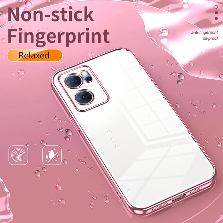 For OPPO Reno7 5G Transparent Plating Fine Hole Phone Case(Pink) - OPPO Cases by PMC TechLife | Online Shopping South Africa | PMC TechLife | Buy Now Pay Later Mobicred