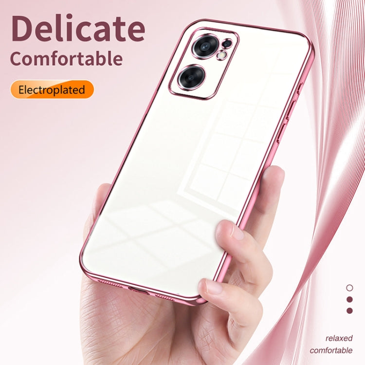For OPPO Reno7 SE Transparent Plating Fine Hole Phone Case(Silver) - OPPO Cases by PMC Jewellery | Online Shopping South Africa | PMC Jewellery | Buy Now Pay Later Mobicred