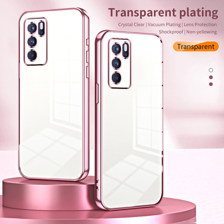 For OPPO Reno6 Pro Indian  Transparent Plating Fine Hole Phone Case(Blue) - OPPO Cases by PMC TechLife | Online Shopping South Africa | PMC TechLife | Buy Now Pay Later Mobicred