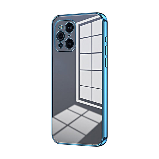 For OPPO Find X3 / Find X3 Pro Transparent Plating Fine Hole Phone Case(Blue) - OPPO Cases by PMC Jewellery | Online Shopping South Africa | PMC Jewellery | Buy Now Pay Later Mobicred