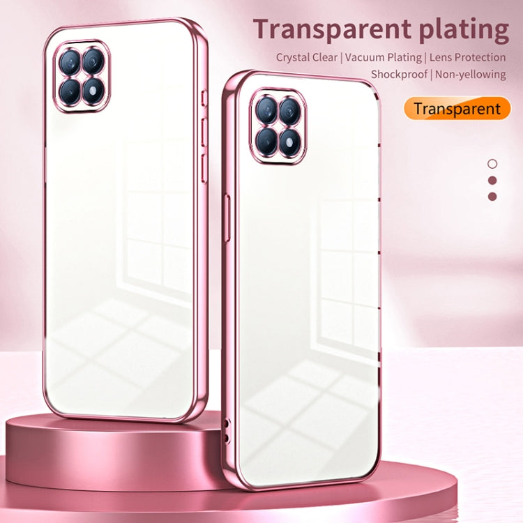 For OPPO Reno4 SE Transparent Plating Fine Hole Phone Case(Blue) - OPPO Cases by PMC TechLife | Online Shopping South Africa | PMC TechLife | Buy Now Pay Later Mobicred