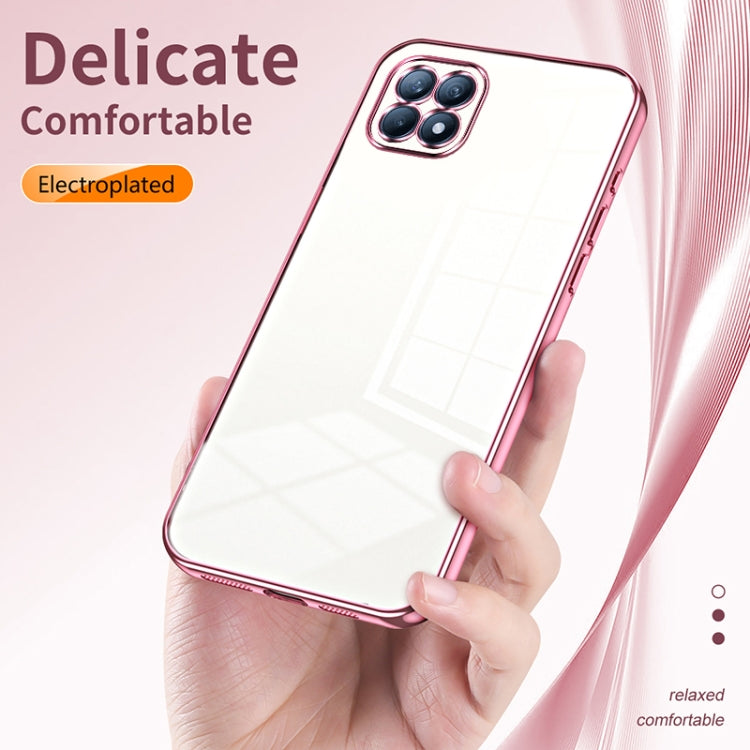 For OPPO Reno4 SE Transparent Plating Fine Hole Phone Case(Blue) - OPPO Cases by PMC TechLife | Online Shopping South Africa | PMC TechLife | Buy Now Pay Later Mobicred