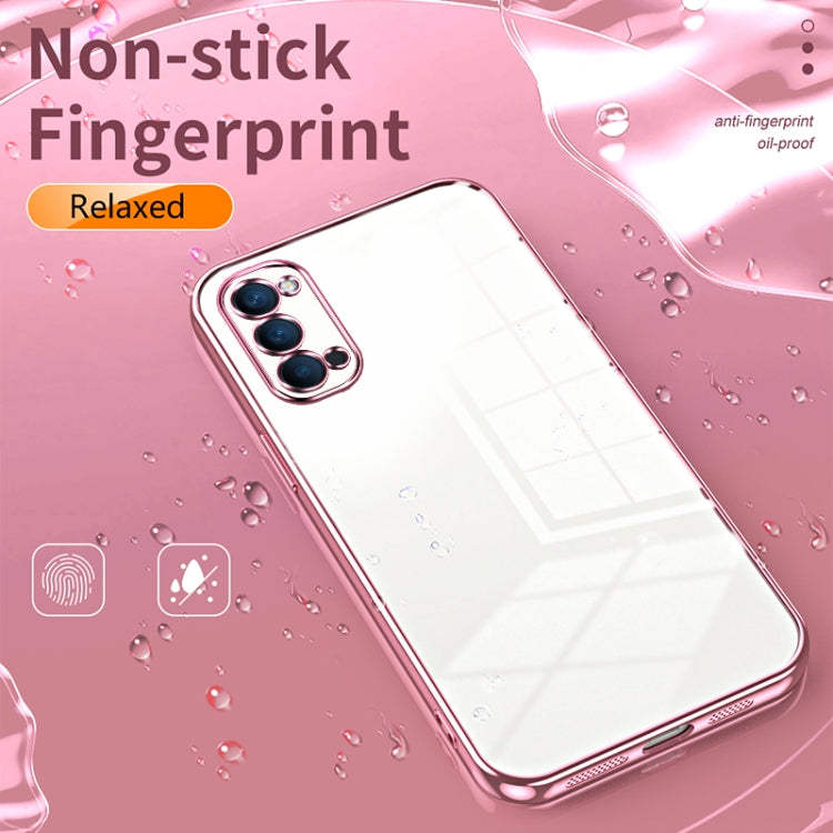 For OPPO Reno4 Transparent Plating Fine Hole Phone Case(Pink) - OPPO Cases by PMC TechLife | Online Shopping South Africa | PMC TechLife | Buy Now Pay Later Mobicred