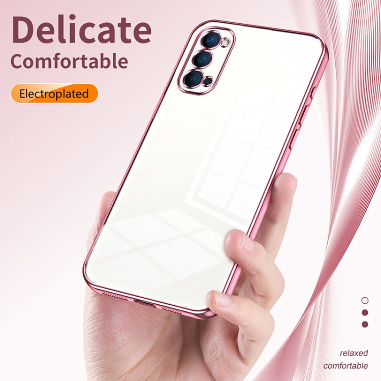 For OPPO Reno4 Transparent Plating Fine Hole Phone Case(Pink) - OPPO Cases by PMC TechLife | Online Shopping South Africa | PMC TechLife | Buy Now Pay Later Mobicred
