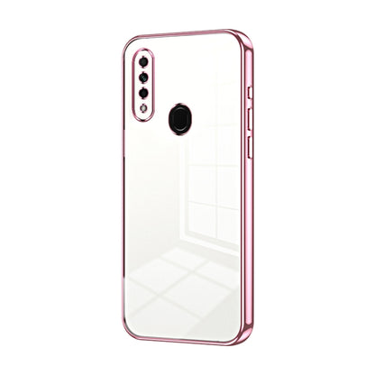 For OPPO A8 / A31 2020 Transparent Plating Fine Hole Phone Case(Pink) - OPPO Cases by PMC Jewellery | Online Shopping South Africa | PMC Jewellery | Buy Now Pay Later Mobicred