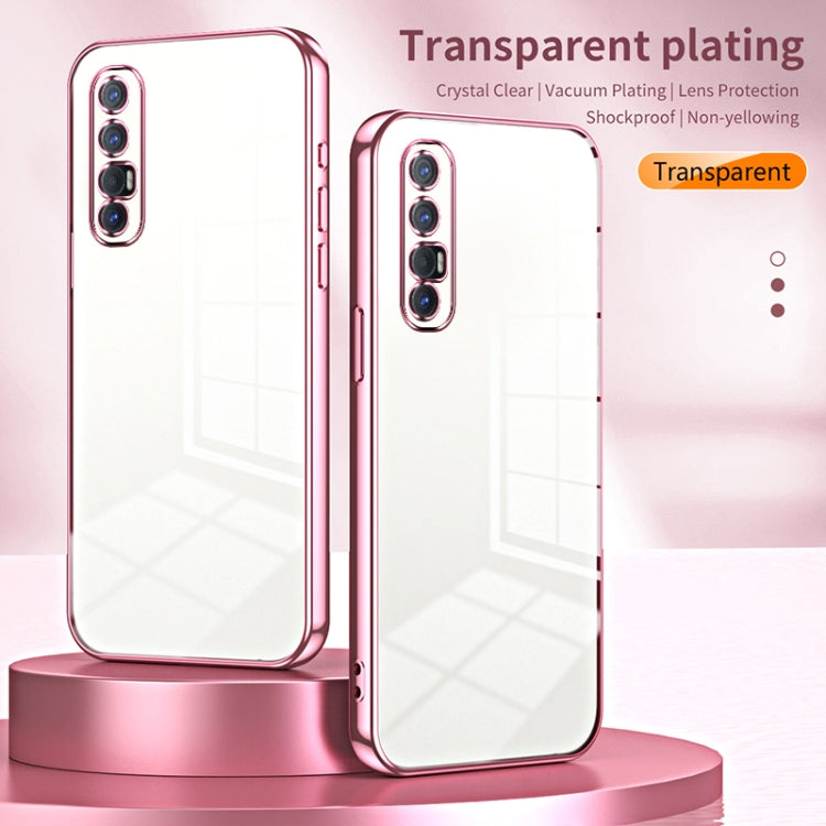 For OPPO Reno3 Pro Transparent Plating Fine Hole Phone Case(Blue) - OPPO Cases by PMC Jewellery | Online Shopping South Africa | PMC Jewellery | Buy Now Pay Later Mobicred