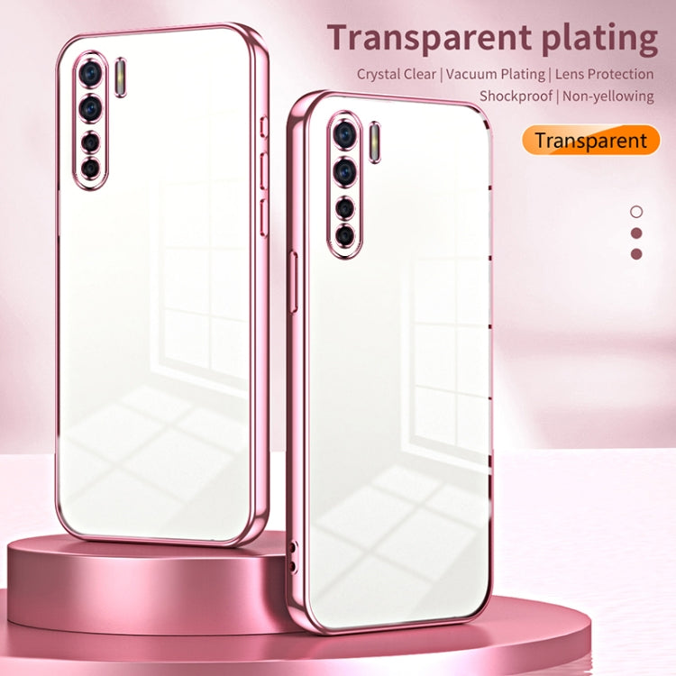 For OPPO A91 Transparent Plating Fine Hole Phone Case(Pink) - OPPO Cases by PMC Jewellery | Online Shopping South Africa | PMC Jewellery | Buy Now Pay Later Mobicred
