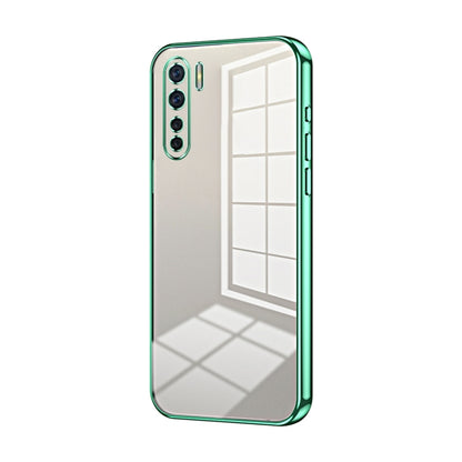 For OPPO A91 Transparent Plating Fine Hole Phone Case(Green) - OPPO Cases by PMC Jewellery | Online Shopping South Africa | PMC Jewellery | Buy Now Pay Later Mobicred