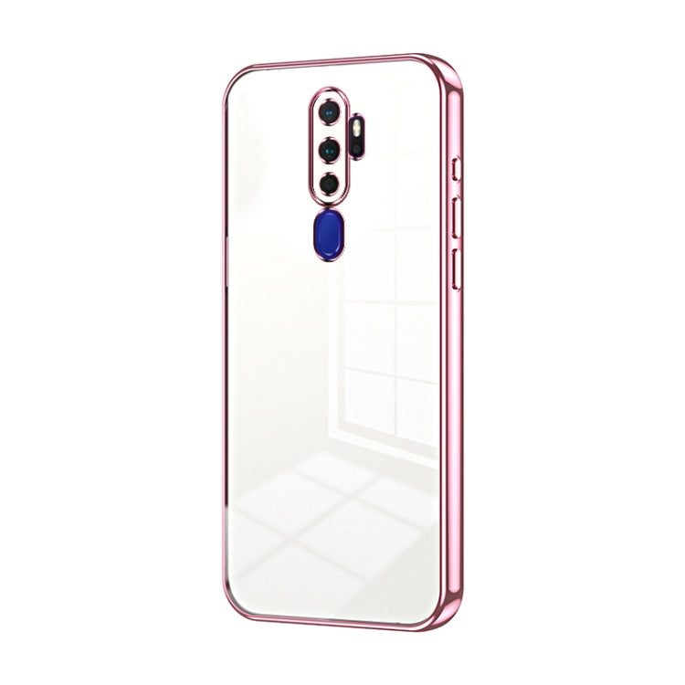 For OPPO A11x / A9 2020 Transparent Plating Fine Hole Phone Case(Pink) - OPPO Cases by PMC Jewellery | Online Shopping South Africa | PMC Jewellery | Buy Now Pay Later Mobicred