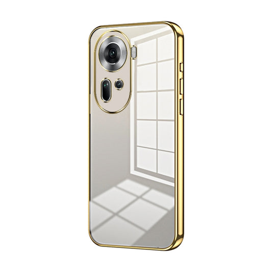 For OPPO Reno11 Global Transparent Plating Fine Hole Phone Case(Gold) - Reno11 Cases by PMC Jewellery | Online Shopping South Africa | PMC Jewellery | Buy Now Pay Later Mobicred