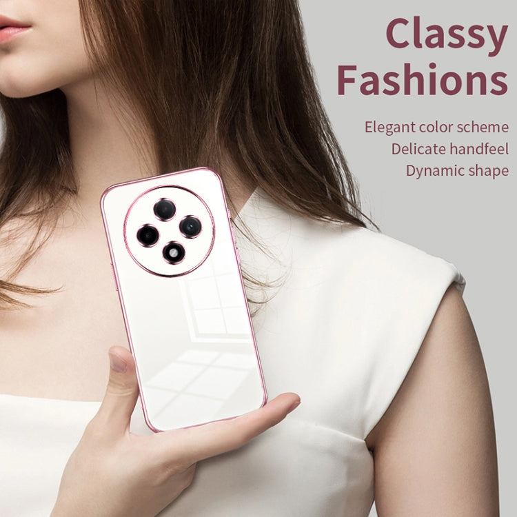 For OPPO A3 Pro Transparent Plating Fine Hole Phone Case(Pink) - OPPO Cases by PMC TechLife | Online Shopping South Africa | PMC TechLife | Buy Now Pay Later Mobicred