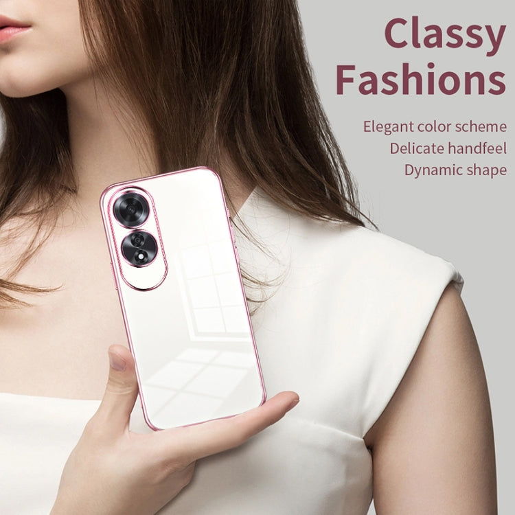 For OPPO A60 Transparent Plating Fine Hole Phone Case(Purple) - OPPO Cases by PMC TechLife | Online Shopping South Africa | PMC TechLife | Buy Now Pay Later Mobicred