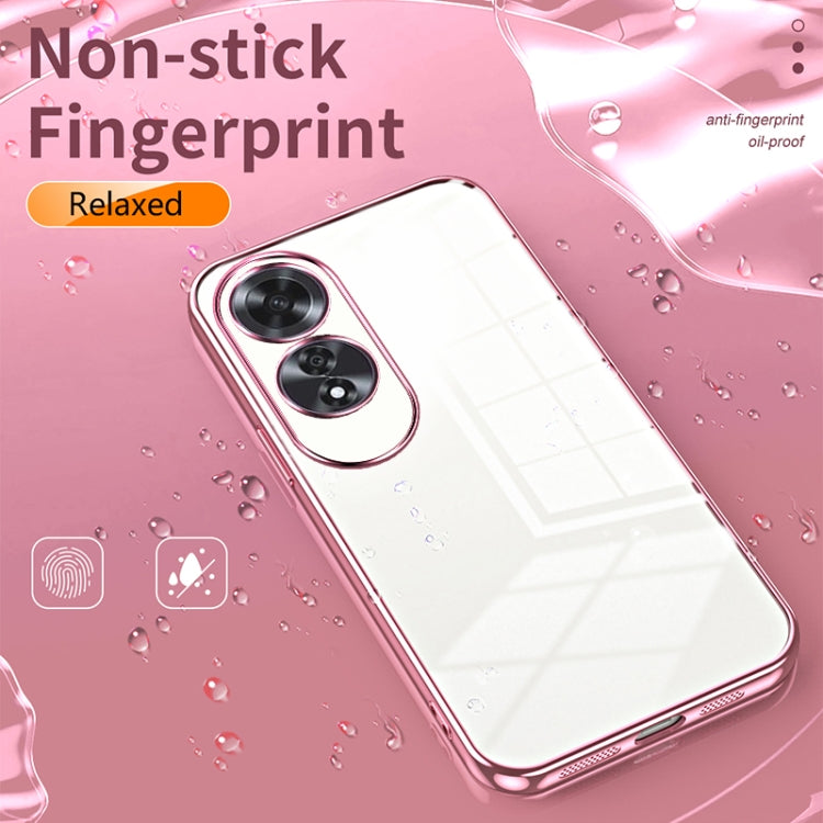 For OPPO A60 Transparent Plating Fine Hole Phone Case(Pink) - OPPO Cases by PMC TechLife | Online Shopping South Africa | PMC TechLife | Buy Now Pay Later Mobicred