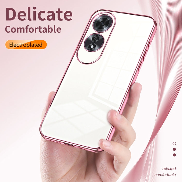 For OPPO A60 Transparent Plating Fine Hole Phone Case(Pink) - OPPO Cases by PMC TechLife | Online Shopping South Africa | PMC TechLife | Buy Now Pay Later Mobicred