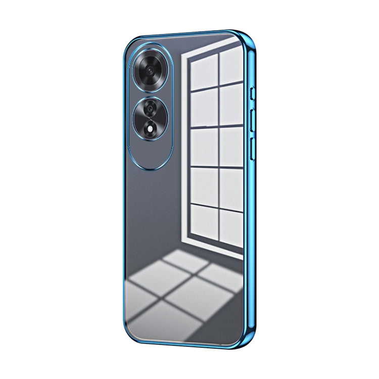 For OPPO A60 Transparent Plating Fine Hole Phone Case(Blue) - OPPO Cases by PMC Jewellery | Online Shopping South Africa | PMC Jewellery | Buy Now Pay Later Mobicred