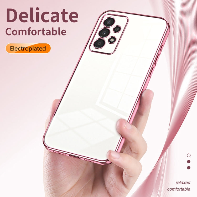 For Samsung Galaxy A13 4G Transparent Plating Fine Hole Phone Case(Pink) - Galaxy Phone Cases by PMC Jewellery | Online Shopping South Africa | PMC Jewellery