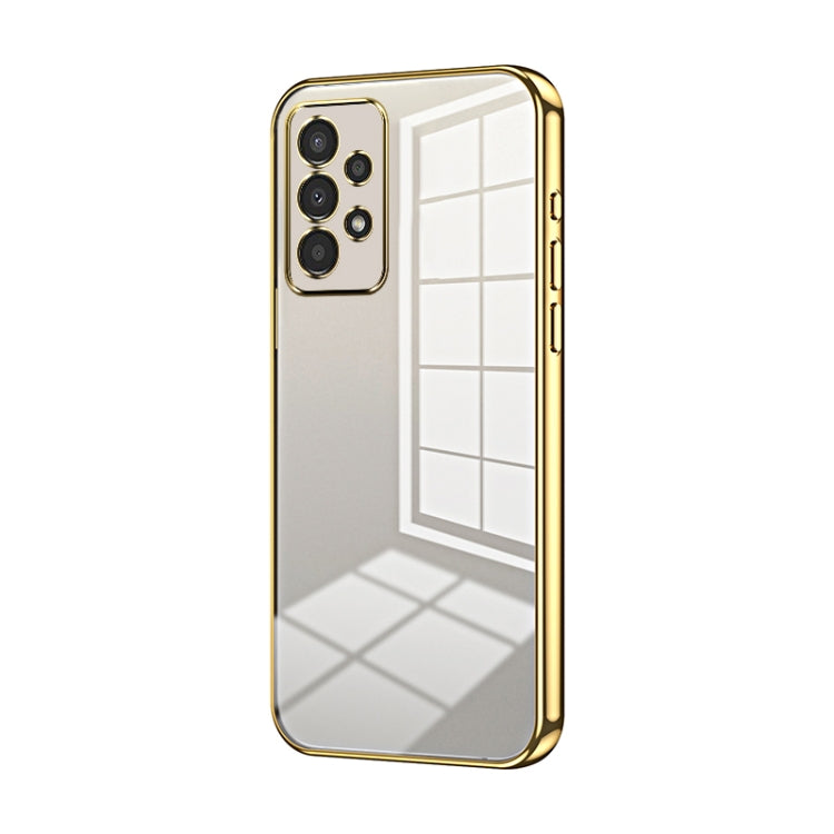 For Samsung Galaxy A13 4G Transparent Plating Fine Hole Phone Case(Gold) - Galaxy Phone Cases by PMC Jewellery | Online Shopping South Africa | PMC Jewellery