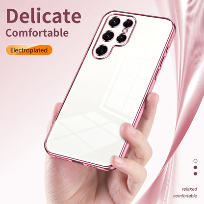 For Samsung Galaxy S22 Ultra 5G Transparent Plating Fine Hole Phone Case(Silver) - Galaxy S22 Ultra 5G Cases by PMC Jewellery | Online Shopping South Africa | PMC Jewellery | Buy Now Pay Later Mobicred