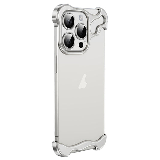 For iPhone 14 Pro Frameless Metal Corner Pad Phone Case with Lens Film(White) - iPhone 14 Pro Cases by PMC Jewellery | Online Shopping South Africa | PMC Jewellery | Buy Now Pay Later Mobicred