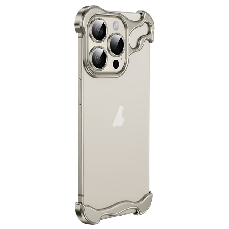 For iPhone 14 Pro Max Frameless Metal Corner Pad Phone Case with Lens Film(Grey) - iPhone 14 Pro Max Cases by PMC Jewellery | Online Shopping South Africa | PMC Jewellery | Buy Now Pay Later Mobicred