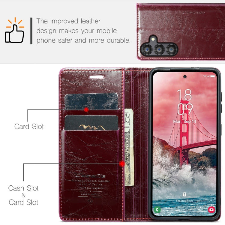 For Samsung Galaxy A55 5G CaseMe 003 Crazy Horse Texture Flip Leather Phone Case(Mulberry Red) - Galaxy Phone Cases by CaseMe | Online Shopping South Africa | PMC Jewellery | Buy Now Pay Later Mobicred