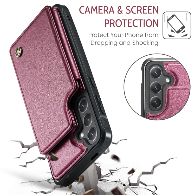 For Samsung Galaxy S24+ 5G CaseMe C22 PC+TPU Business Style RFID Anti-theft Leather Phone Case(Wine Red) - Galaxy S24+ 5G Cases by CaseMe | Online Shopping South Africa | PMC Jewellery | Buy Now Pay Later Mobicred