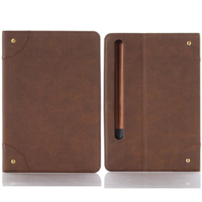 For Samsung Galaxy Tab S9 FE Retro Book Leather Tablet Case(Dark Brown) - Galaxy Tab S9 FE by PMC Jewellery | Online Shopping South Africa | PMC Jewellery | Buy Now Pay Later Mobicred