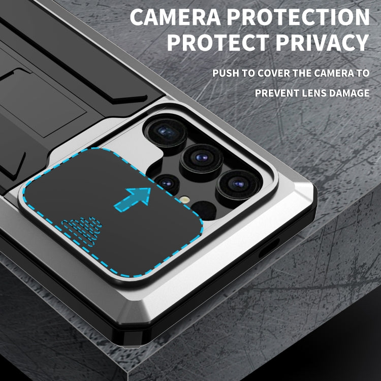 For Samsung Galaxy S24 Ultra 5G R-JUST Sliding Camera Life Waterproof Holder Phone Case(Silver) - Galaxy S24 Ultra 5G Cases by R-JUST | Online Shopping South Africa | PMC TechLife | Buy Now Pay Later Mobicred